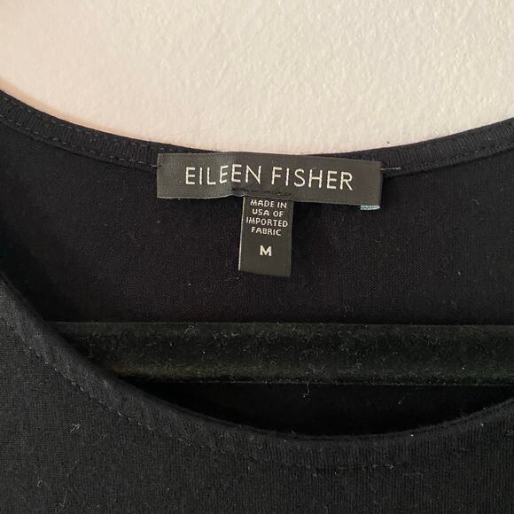 Eileen Fisher Black Knit Tank Dress Midi Knee Length Stretch Women's size Medium - Picture 3 of 8